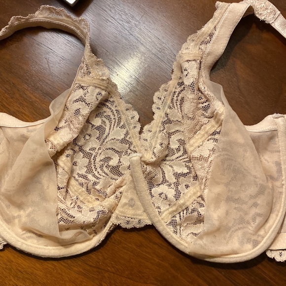 34DDD 34F “Smart & Sexy” Lace back Rhinestone Nude Tan Underwire Bra Mesh Sling - Picture 10 of 13